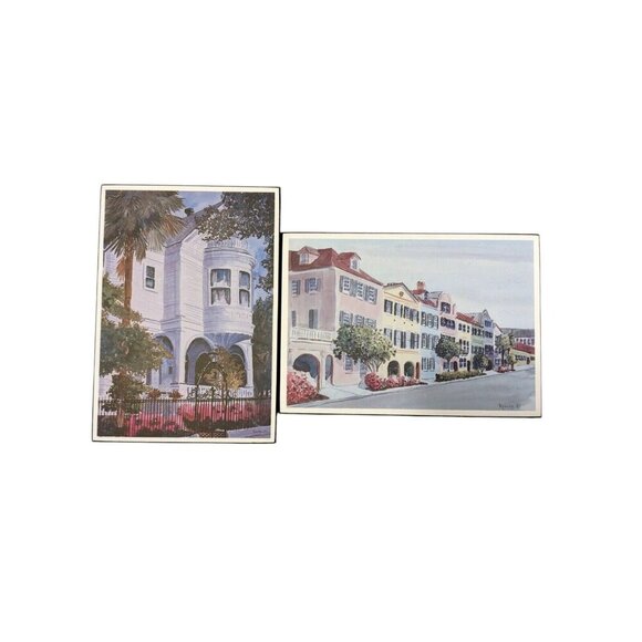 Bruce Watts Krucke Art Print Plaques Lot of 2 Southern Architecture Buildings - Picture 1 of 8